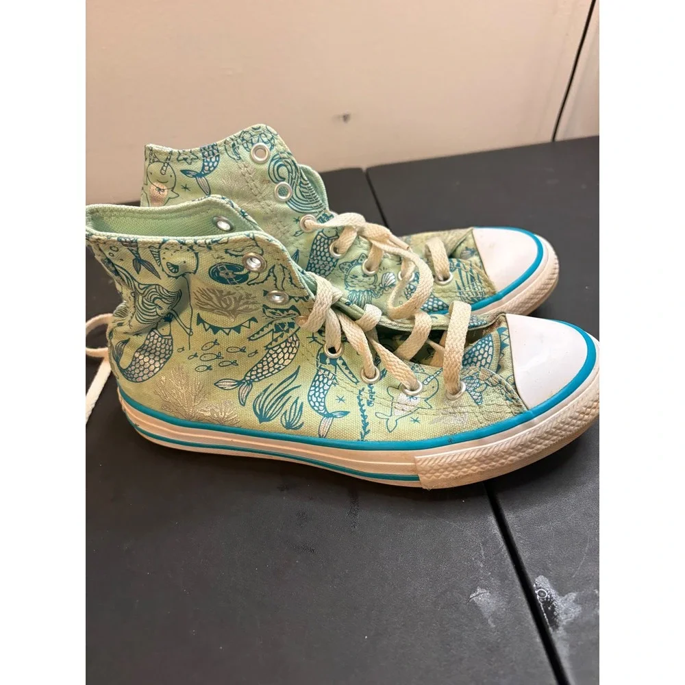 Converse Chuck Taylor All Star Junior 3 Mermaid Sea Life High Top Mint 667202F